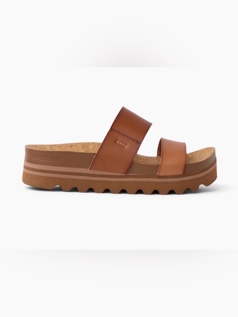 NWT Reef Women's Tan Brown Double-Strap Cork Slide Sandal
